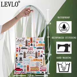 LEVLO London Travel Gift British Theme Cosmetic Bag England Souvenir Gift UK Makeup Zipper Pouch Bag, london tote, Cosmetic bag