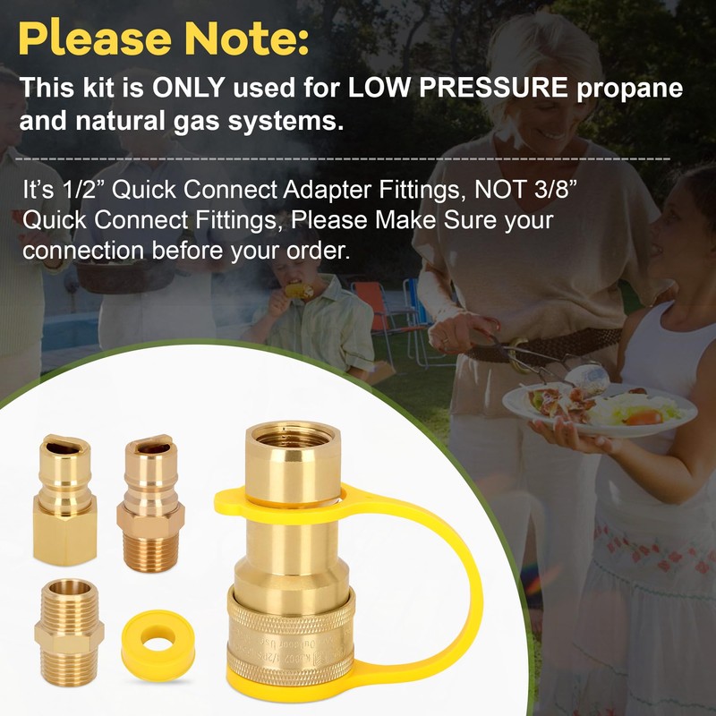 1/2" Propane Quick Connect Fittings,Natural Propane Hose Quick Disconnect Kit,100%