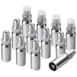 Racewill 12 Pack Hydraulic Hose Fittings: 1/4" I.D. Hose x 1/4" NPTF Male with Protection Cover, Hydraulic Hose End Crimp Fitting Kits Compatible with U-Series Hose