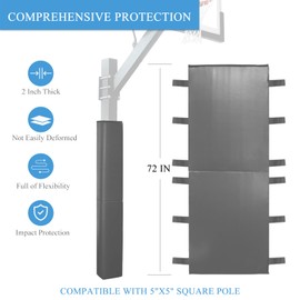 Katop Square Basketball Pole Padding Fits 5x5 Inch Pole, Durable 6 Feet Tall Basketball Pole Pad Outdoor and Indoor, UV-Resistant Waterproof Basketball Hoop Pads for Protection and Player Safety