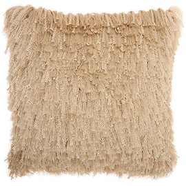 Mina Victory Shag Braided Shag Beige 20" x 20" Throw Pillow