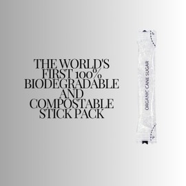 Le Must Organic Raw Cane Sugar Packets Biodegradable Compostable Clear Stick Organic Sugar Packets 4g (100 Pack)