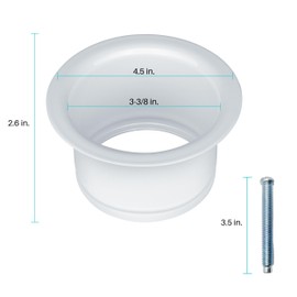 Mr. Scrappy White Extended Depth Garbage Disposal Mount for 3-Bolt Mounted Disposers, Sinks 3/4 inch to 1-3/4 inch Thick