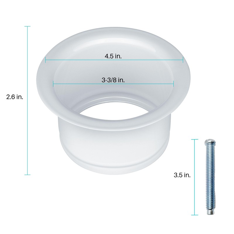 Mr. Scrappy White Extended Depth Garbage Disposal Mount for 3-Bolt