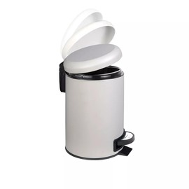 Noksi Paslanmaz Elit Pedallı Çöp Kovası Beyaz 12 LT (000302-2)