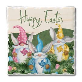 Thirstystone Hoppy Easter 4 Pack Absorbent Stone Tumbled Tile Coasters with Protective Cork Backing 4" Square Manufactured in The USA Artistic Absorbent Easily Wipes Clean