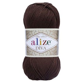 Alize Diva Silk Effect 100% Microfiber Acrylic Yarn 1 Ball skeins 100gr 383yds Color (26 - Brown)