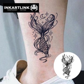 INKARTLINK Jagua Tattoos Set of 2 2 Weeks Long Lasting Waterproof Tattoo Stickers for Men Women Trendy Women Semi Permanent Disappearing Tattoos Wrist Arm Back Hand Leg Abdomen Clavicle Mermaid