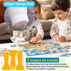 Jigsaw Puzzle Glue Clear,Updated Jigsaw Puzzle Glue with New Sponge Head,Non Toxic and Fast Drying,Easy to Use Adhesive for Preserving Puzzle Art Enrich Your Puzzle Experience,2X120ml/4.06fl oz