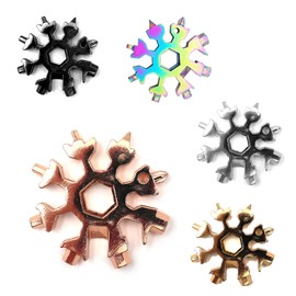 18 in 1 Stainless Steel Multifunctional Tool, Snowflakes Multifunction Tool, Multitool, Compact Tool for Carrying (Rose Gold)