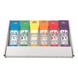 Colour Splash Food Colouring Gel Rainbow Colours 6 Set, supplied in shrink wrapped retail gift box with window Easy to Use Squeezy Tubes, Transform Plain Cakes Into Bright, Eye-Catching Creations