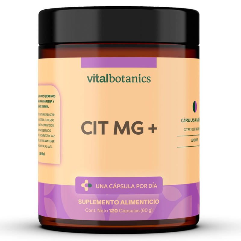 Citrato de Magnesio + Jengibre. Con 120 cápsulas de 500mg