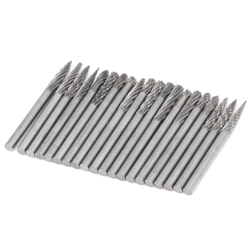 20Pcs Tungsten Carbide Burr Set Cutter Bit Cone End Mill
