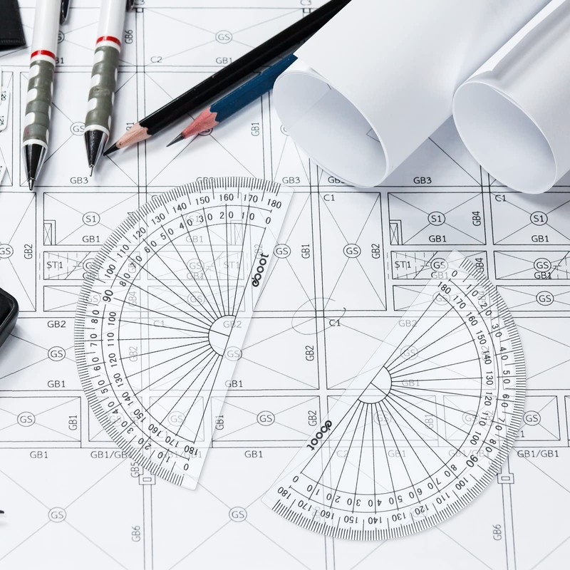 Zonon 100 Pcs 4 Inch Clear Plastic Protractor Bulk Math