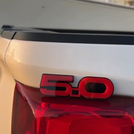 usa Standard 5.0 Car Emblem Badges Set of (2) Racing Aggressive Pink on Black Fender Badges