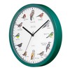 ZEON Birdsong Analogue Wall Clock, with Hourly Birdsong Announcements, Green,