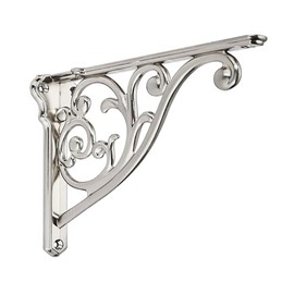 Khtumeware Ornate Decorative Shelf Brackets, 12 inch Big Wall Mounted Shelving Bracket, 2 Pack Brushed Satin Nickel Vintage Metal Heavy Duty Brackets Victoria Wall Bracket.