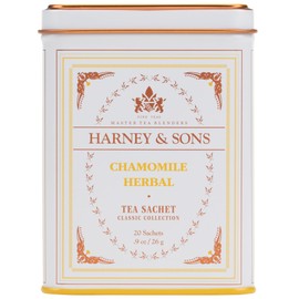 Harney & Sons Chamomile Herbal Tea, Classic Tin, 20 Sachets, white