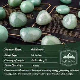 SigMntun SigMntun Polished Aventurine Crystal Stones - 2 Pieces of 1.2-Inch Super Large Handpicked Natural Tumbled Gemstones for Reiki, Chakra Healing, and Home Decor