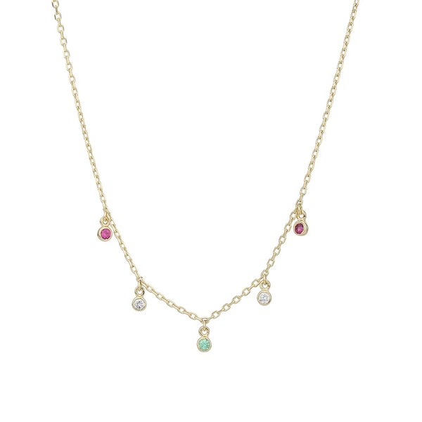 Vanbelle 18K Gold-Plated Contemporary Choker Necklace with 5 multi-colored CZ