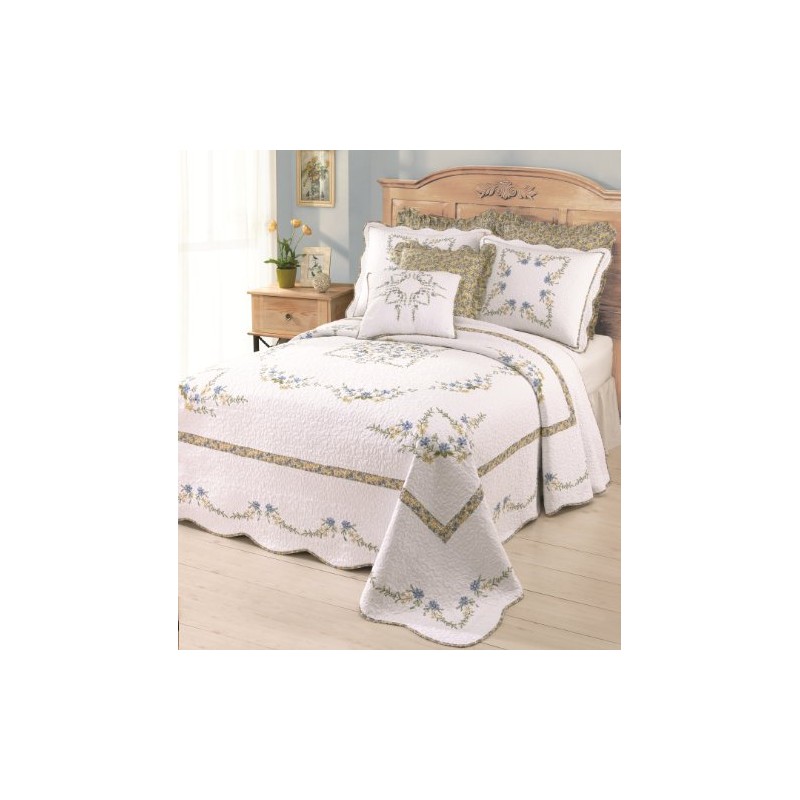 MODERN HEIRLOOM Heather Embroidered Bedspread - Lightweight Breathable All Seasons