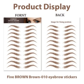 NHQZ 5 Sheets 4D Hair-Like Waterproof Eyebrow Tattoo Stickers Eyebrow Transfer Sticker Care Shaping Stickers for Women, Eyebrow Colour Brown (Brown)