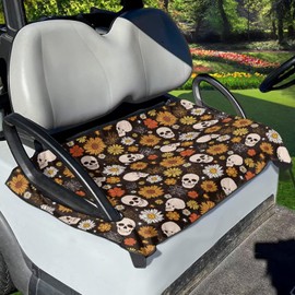 FUIBENG Universal Golf Cart Seat Covers for Women Men Non-Slip Golf Cart Seat Towel Blanket Golf Cart Accessories Gothic Skull Floral