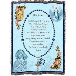 Pure Country Weavers Hail Mary Rosary Prayer Blanket Throw Woven from Cotton - Made in The USA (72x54)