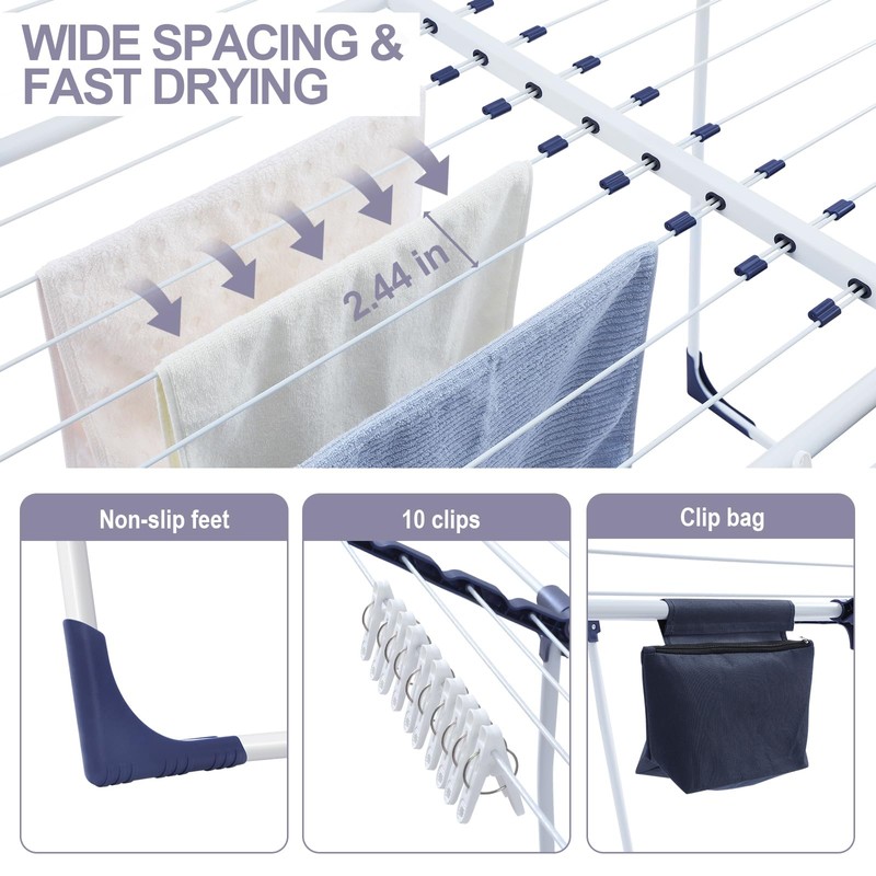 APEXCHASER Clothes Drying Rack, Foldable Gullwing Laundry Rack for Indoor