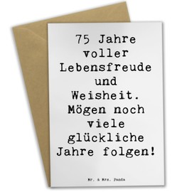 Mr. & Mrs. Panda Grußkarte Spruch 75. Geburtstag Lebensfreude - Geschenk, Optimismus, Glückwunschkarte, Geschenke für jedes Alter, Klappkarte,