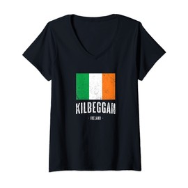 Womens City of Kilbeggan Ireland | Men Women Kids - Irish Flag - V-Neck T-Shirt