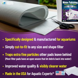 Aquatic Experts Aquarium Polishing Filter Pad, Water Polishing Pad for Aquarium Filters, Filter Floss for Fish Tank Filters, (50 Micron, 24" x 36" - 2 Pack)
