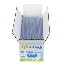 AdTech 10 inch Hot Sticks Full-Size Multi-Temp 5-lb Box All-Purpose Glue Sticks-7/16 X10 5lb, 5 POUND, Clear