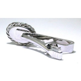 2 INCH 18x13 OVAL BLACK ONYX CABOCHON SILVER ROPE TIE CLIP BAR PSR453OTH/91824