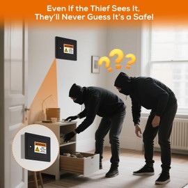 In-Wall Safe with Disguised Sticker, Heavy Duty Wall Safes Between the Studs Fireproof, Fits 16-Inch Studs with Key Lock, Hidden Storage for Firearms, Money, and Valuables (Black)