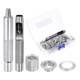 sourcing map 100pcs Grommet Eyelets Tool Kit 10mm Metal Grommet Kit with Installation Setter Tools for Shoes Clothes Leather Fabric Belt DIY, Silver