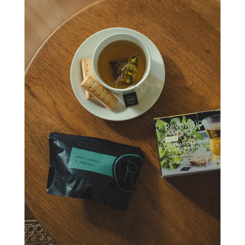 Revolution Tea Herbal Tea Bags, Chamomile & Lemon Balm, Caffeine-free