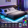 King Size Floating Bed Frame with Smart LED Lights and