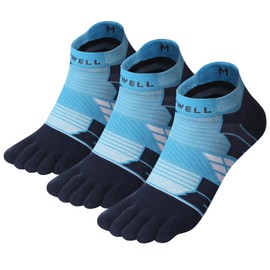 VWELL Toe Socks for Men/Women, COOLMAX Five Finger Socks, Compression Athletic Running Socks Ankle Toe Socks (3Pairs)