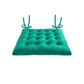 My Infinity Store Square Tufted Plush Chair Pad/Cushion for Kitchen Bar Stool Dining Room Durable Reversible with Tie Backs Size 15 in (Green, 4)