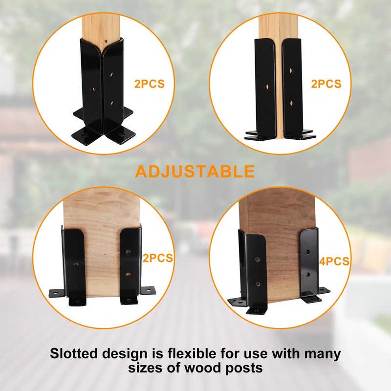 Deck Post Anchor, 4 Pcs Adjustable Post Base Brackets, Heavy