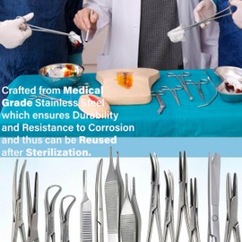A2Z Scilab Multipurpose Set of 44 Pcs Scissors, Hemostats, Forceps, Scalpel Handle, Needle Holder, Blades an All in One Kit Suitable for Training Veterinary Students, Taxidermy, DIY Crafts and Hobby