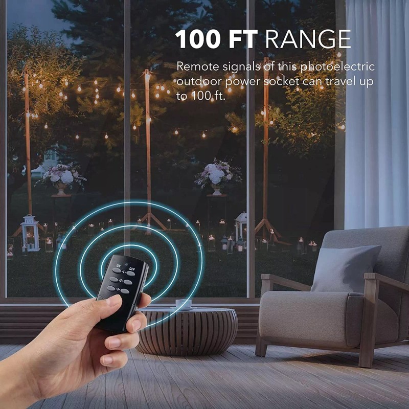 HBN Outdoor Indoor Wireless Remote Control Dual 3-Prong Outlet