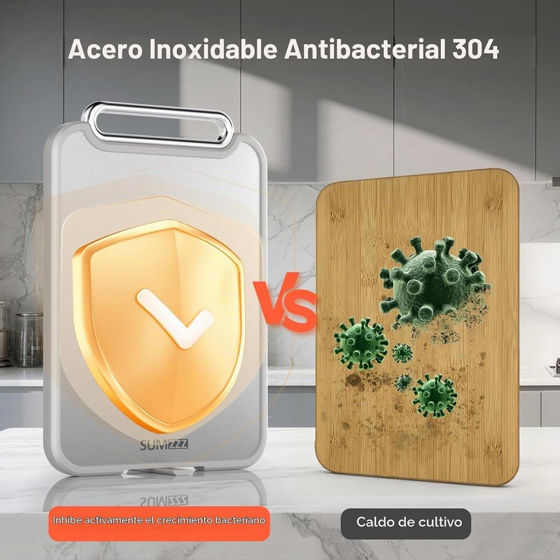 Sumzzz - Tabla de cortar de acero inoxidable para cocina,