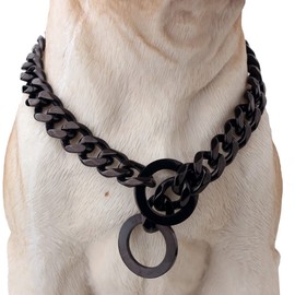 Heavy Metal 15mm Duty Black Solid Stainless Steel Dog Choke Chain Collar Pet Necklace for Pit Bull, Mastiff, Bulldog, & Big Breeds 12 Inches-34 Inches (28inch Chain(Suggest Dog Neck 24inch))