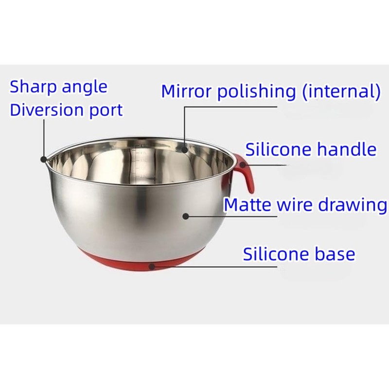 KUNANG Stainless Steel Mixing Bowls, non slip silicone base bowls