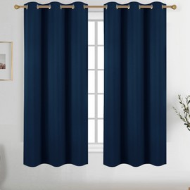 Diraysid Navy Blue Grommet Blackout Curtains for Bedroom Thermal Insulated Room Darkening Curtains Drapes, 42 x 72 inch, 2 Panels