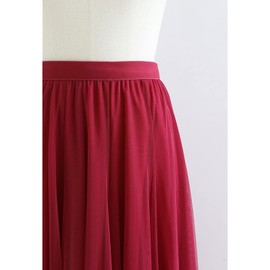 CHICWISH Women's Lilac/Cream/Grey/Pink/Black Layered Mesh Ballet Prom Party Tulle Tutu A-line Maxi Skirt, Getaway Solids