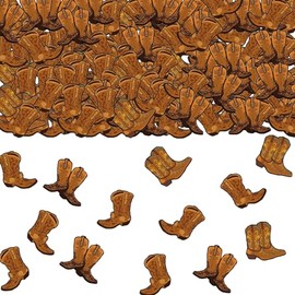 100pcs Cowboy Confetti Western Theme Party Decorations Boots Horseshoes Wagon Wheel Crafts Western Table Centerpieces Lucky Horseshoe for Wedding Party Favors Supplies (brown 2)