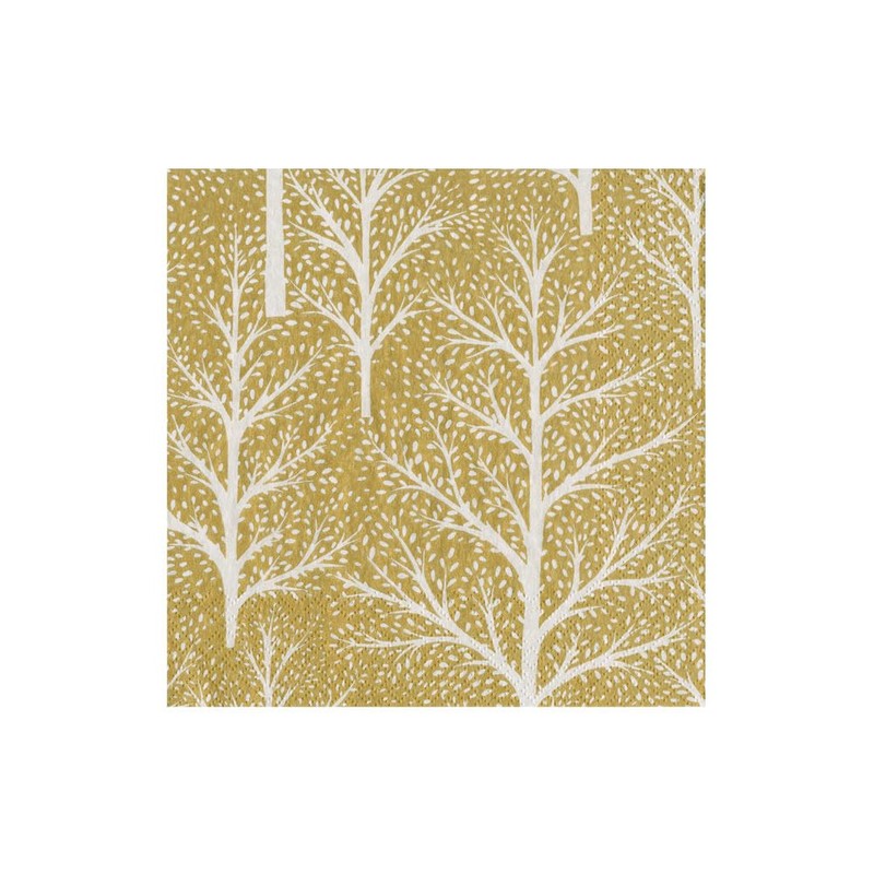 Winter Trees Gold & White Cocktail Napkins - 20 Per